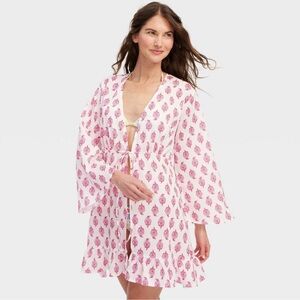 Women's Bouquet Tie-Front Swimsuit Cover Up Pink - Roller Rabbit x Target 2X